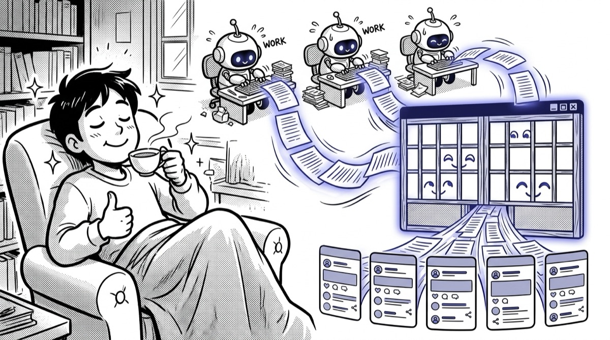 AI assistants write drafts and mokumokuren delivers them to five networks